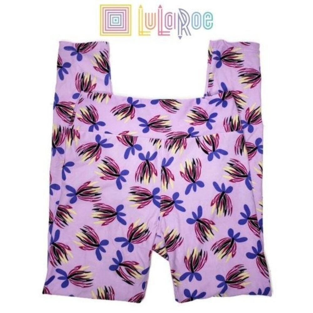 LuLaRoe Leggings Lavender Floral Print One Size comfortable pants butter soft